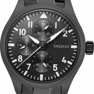 OOZOO Quarzuhr Oozoo Herren Armbanduhr Timepieces, (Analoguhr), Herrenuhr Edelstahlarmband schwarz, rundes Gehäuse, groß (ca. 42mm)