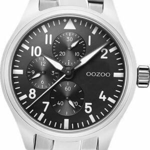 OOZOO Quarzuhr Oozoo Herren Armbanduhr Timepieces, (Analoguhr), Herrenuhr Edelstahlarmband silber, rundes Gehäuse, groß (ca. 42mm)