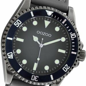 OOZOO Quarzuhr Oozoo Herren Armbanduhr Timepieces, (Analoguhr), Herrenuhr Lederarmband grau, rundes Gehäuse, groß (ca. 42mm)