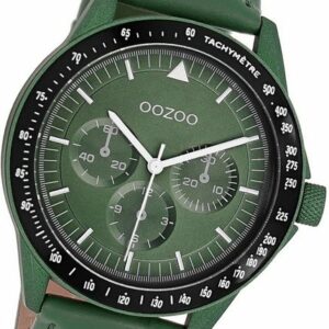 OOZOO Quarzuhr Oozoo Herren Armbanduhr Timepieces, (Analoguhr), Herrenuhr Lederarmband grün, rundes Gehäuse, groß (ca. 45mm)