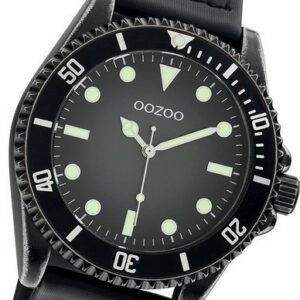 OOZOO Quarzuhr Oozoo Herren Armbanduhr Timepieces, (Analoguhr), Herrenuhr Lederarmband schwarz, rundes Gehäuse, groß (ca. 42mm)