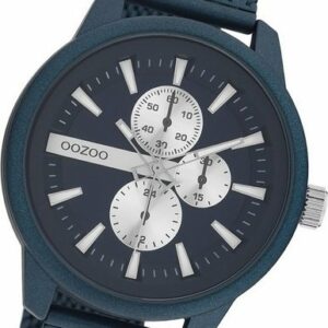 OOZOO Quarzuhr Oozoo Herren Armbanduhr Timepieces, (Analoguhr), Herrenuhr Metall, Mesharmband blau, rundes Gehäuse, groß (ca. 45mm)