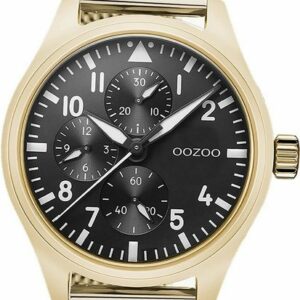 OOZOO Quarzuhr Oozoo Herren Armbanduhr Timepieces, (Analoguhr), Herrenuhr Metall, Mesharmband gold, rundes Gehäuse, groß (ca. 42mm)