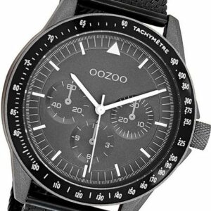 OOZOO Quarzuhr Oozoo Herren Armbanduhr Timepieces, (Analoguhr), Herrenuhr Metall, Mesharmband schwarz, rundes Gehäuse, groß (ca. 45mm)