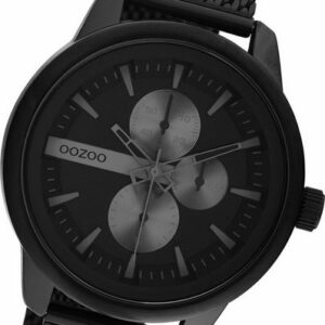 OOZOO Quarzuhr Oozoo Herren Armbanduhr Timepieces, (Analoguhr), Herrenuhr Metall, Mesharmband schwarz, rundes Gehäuse, groß (ca. 45mm)