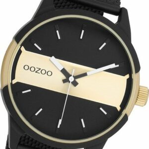 OOZOO Quarzuhr Oozoo Herren Armbanduhr Timepieces, (Analoguhr), Herrenuhr Metall, Mesharmband schwarz, rundes Gehäuse, groß (ca. 48mm)