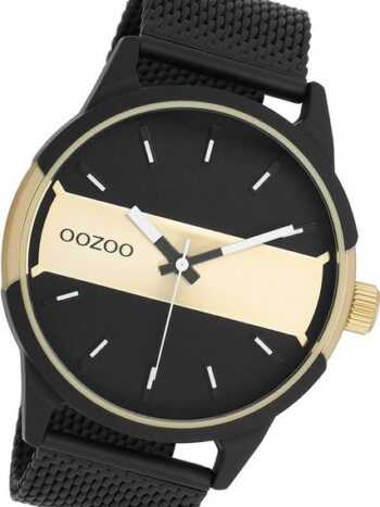 OOZOO Quarzuhr Oozoo Herren Armbanduhr Timepieces, (Analoguhr), Herrenuhr Metall, Mesharmband schwarz, rundes Gehäuse, groß (ca. 48mm)