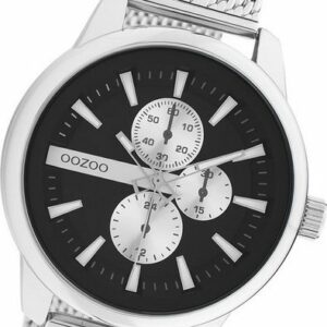 OOZOO Quarzuhr Oozoo Herren Armbanduhr Timepieces, (Analoguhr), Herrenuhr Metall, Mesharmband silber, rundes Gehäuse, groß (ca. 45mm)