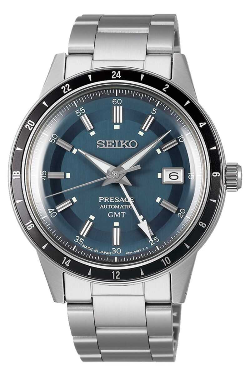 Seiko SSK009J1 Presage Style 60's Herrenuhr Automatik GMT Blaugrau
