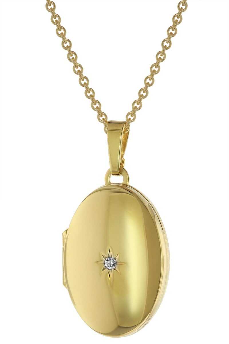 trendor 75731 Medaillon mit Damen-Halskette Gold auf Silber