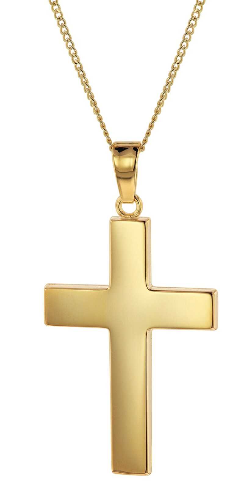 trendor 41912 Herren-Halskette mit Kreuz Gold 333/8K Kreuz 27 mm