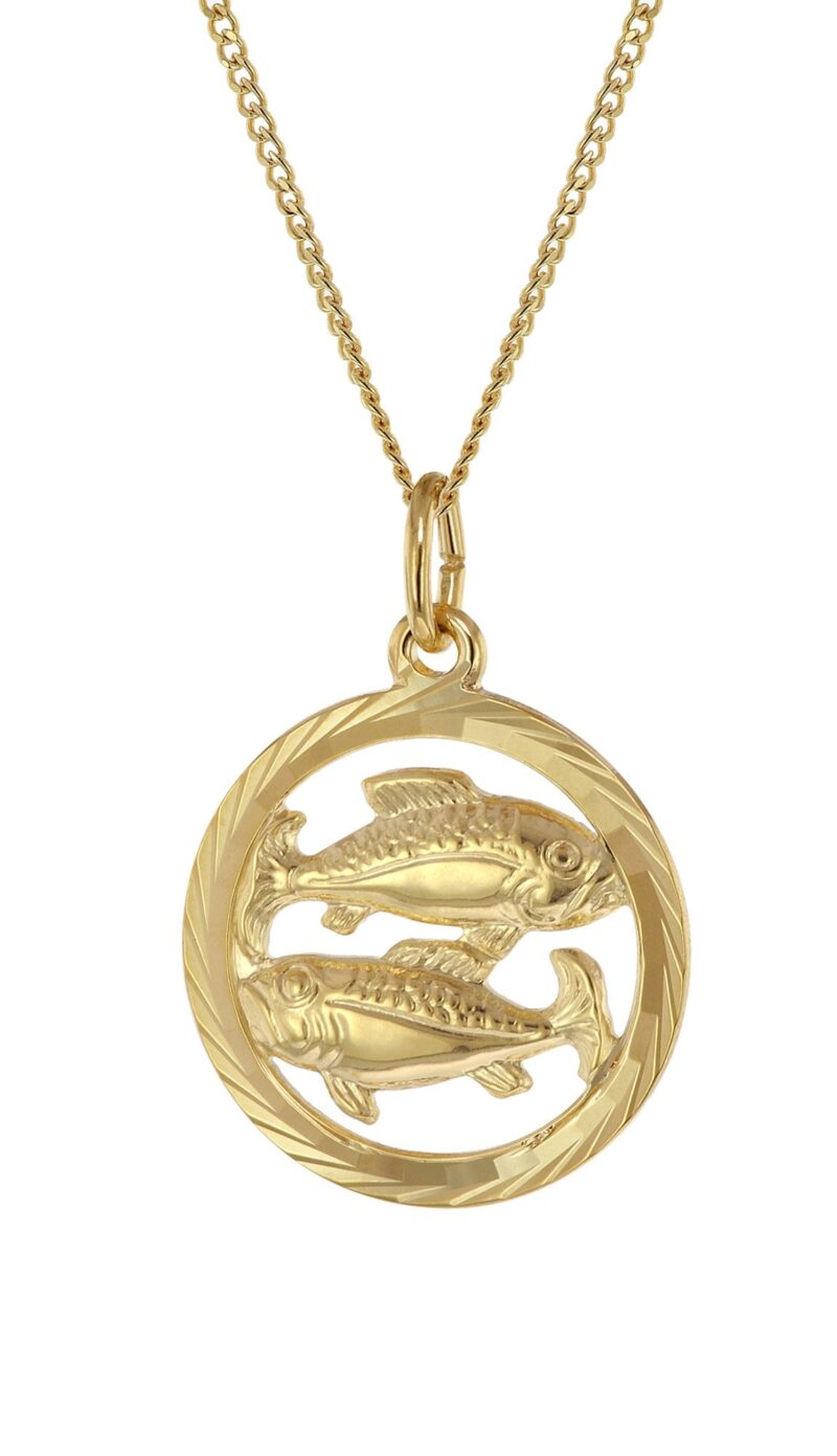 trendor 41980-03 Halskette mit Sternzeichen Fische 333 Gold Ø 16 mm