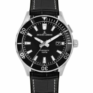 Jacques Lemans® Hybromatic schwarz Herrenuhr - 1-2131A - Mehrfarbig, schwarz-Schwarz - Hybromatic - Autoquarz - Kinetic - Eco-Drive-Uhrwerk