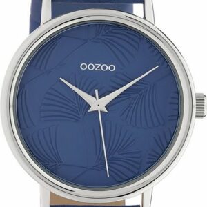 OOZOO Quarzuhr Oozoo Damen Armbanduhr OOZOO Timepieces, (Analoguhr), Damenuhr rund, groß (ca. 42mm), Lederarmband blau, Fashion