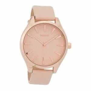 OOZOO Quarzuhr Oozoo Damen Armbanduhr OOZOO Timepieces, (Analoguhr), Damenuhr rund, groß (ca. 42mm), Lederarmband rosa, Fashion
