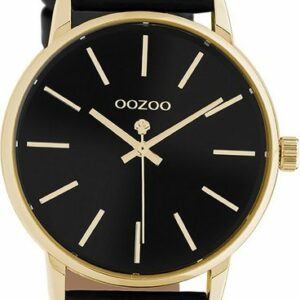OOZOO Quarzuhr Oozoo Damen Armbanduhr OOZOO Timepieces, (Analoguhr), Damenuhr rund, mittel (ca. 36mm), Lederarmband schwarz, Fashion