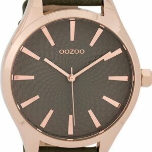 OOZOO Quarzuhr Oozoo Damen Armbanduhr Timepieces, (Analoguhr), Damenuhr rund, groß (ca. 42mm), Lederarmband braun, Fashion