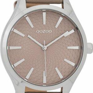 OOZOO Quarzuhr Oozoo Damen Armbanduhr Timepieces, (Analoguhr), Damenuhr rund, groß (ca. 42mm), Lederarmband braun, Fashion