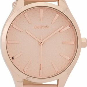 OOZOO Quarzuhr Oozoo Damen Armbanduhr Timepieces, (Analoguhr), Damenuhr rund, groß (ca. 42mm), Lederarmband rosa, Fashion