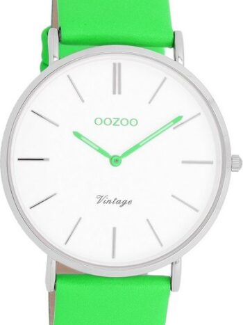 OOZOO Quarzuhr Oozoo Damen Armbanduhr Vintage Series, (Analoguhr), Damenuhr rund, groß (ca. 40mm), Lederarmband grün, Fashion