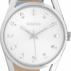 OOZOO Quarzuhr Oozoo Damen Armbanduhr blau Analog, (Analoguhr), Damenuhr rund, groß (ca. 45mm) Lederarmband, Elegant-Style