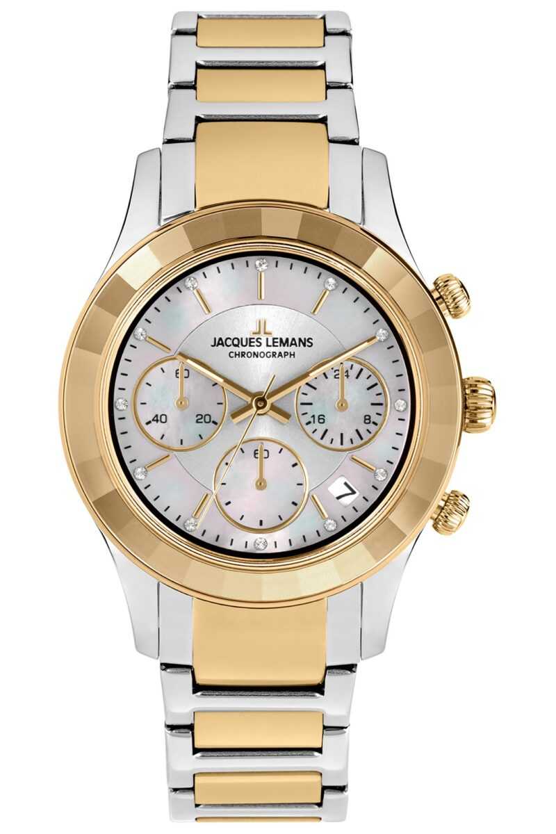 Jacques Lemans 1-2151G Damen-Armbanduhr Chronograph Bicolor
