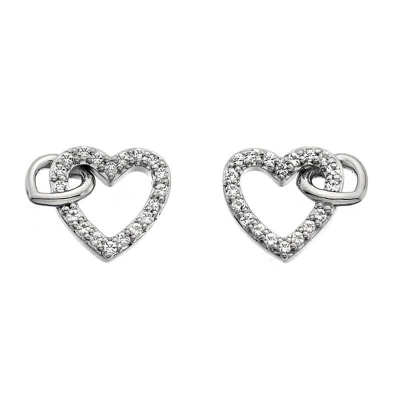 Hot Diamonds DE605 Damen-Ohrringe Herz Silber mit Diamanten Togetherness