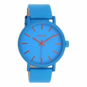 OOZOO Quarzuhr Damenuhr C11175 Armbanduhr Blau Lederband 42 mm
