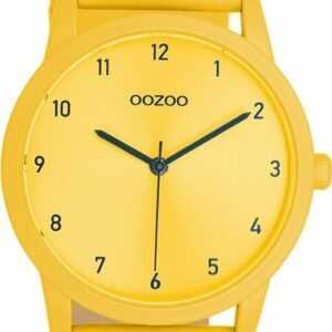OOZOO Quarzuhr Oozoo Damen Armbanduhr Timepieces Analog, Damenuhr rund, mittel (ca. 38mm), Lederarmband gelb, Fashion