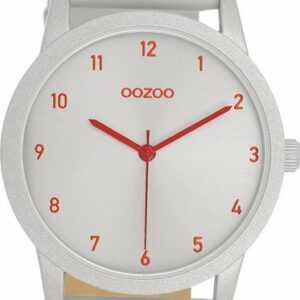 OOZOO Quarzuhr Oozoo Damen Armbanduhr Timepieces Analog, Damenuhr rund, mittel (ca. 38mm), Lederarmband grau, Fashion