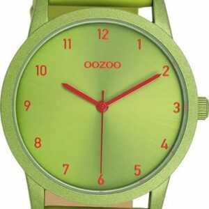 OOZOO Quarzuhr Oozoo Damen Armbanduhr Timepieces Analog, Damenuhr rund, mittel (ca. 38mm), Lederarmband grün, Fashion