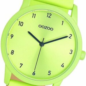 OOZOO Quarzuhr Oozoo Damen Armbanduhr Timepieces, Damenuhr Lederarmband grün, rundes Gehäuse, mittel (ca. 38mm)