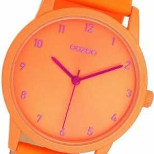 OOZOO Quarzuhr Oozoo Damen Armbanduhr Timepieces, Damenuhr Lederarmband orange, rundes Gehäuse, mittel (ca. 38mm)