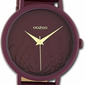 OOZOO Quarzuhr Oozoo Damen Armbanduhr Timepieces, Damenuhr Lederarmband violett, lila, rundes Gehäuse, mittel (ca. 35mm)