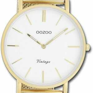 OOZOO Quarzuhr Oozoo Damen Armbanduhr Vintage Series, Damen, Herrenuhr Edelstahlarmband gold, rundes Gehäuse, mittel (36mm)