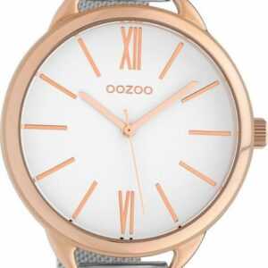 OOZOO Quarzuhr Oozoo Stahl Damen Uhr C10133 Analog, (Analoguhr), Damenuhr Edelstahlarmband silber, rundes Gehäuse, groß (ca. 44mm)