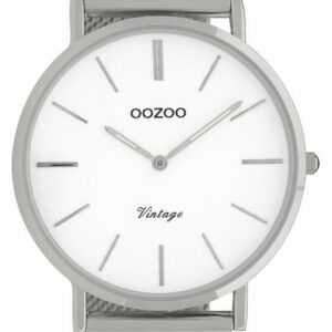OOZOO Quarzuhr Vintage Damenuhr C9901 Weiss Milanaiseband 40 mm