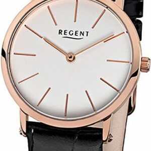 Regent Quarzuhr Regent Leder Damen Uhr F-831 Quarzuhr, Damenuhr mit Lederarmband, rundes Gehäuse, mittel (ca. 33mm), Elegant-