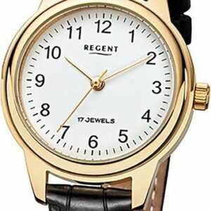 Regent Quarzuhr Regent Leder Damen Uhr F-959 Handaufzug, (Analoguhr), Damenuhr mit Lederarmband, rundes Gehäuse, mittel (ca. 31mm), Elegant-