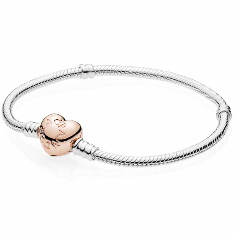 Pandora Moments Damen Schlangen Armband mit Herz-Verschluss 19cm Silber 580719-1...