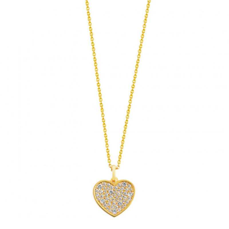 Xenox Damen 925 Sterling Silber Halskette mit Herz-Anhänger mit Zirkonia in gold...