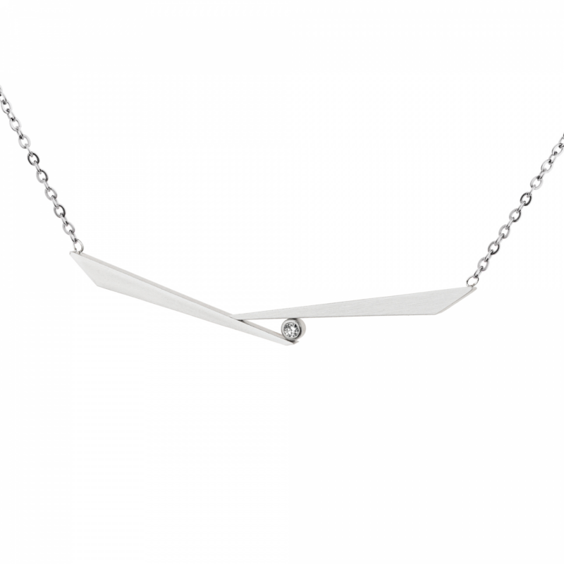 Ernstes Design Damen Halskette mit Diamant 0,02ct 42cm Silber E825-42