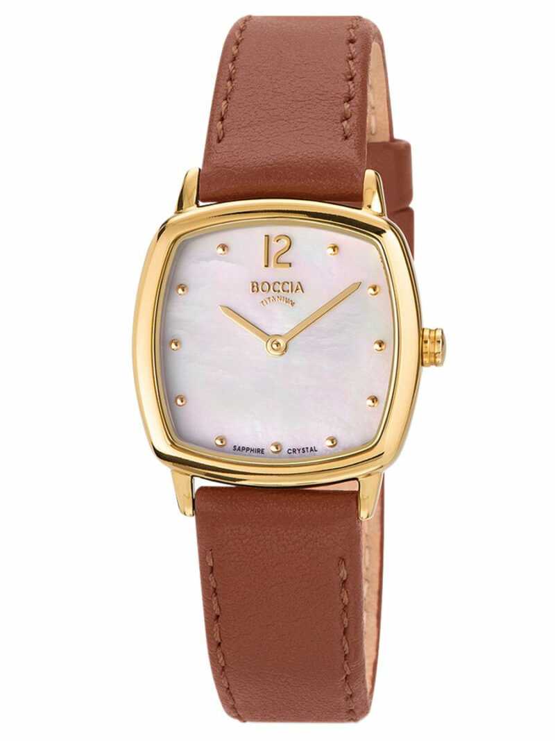 BOCCIA 3343-02 Damen-Armbanduhr Titan Braun/Goldfarben