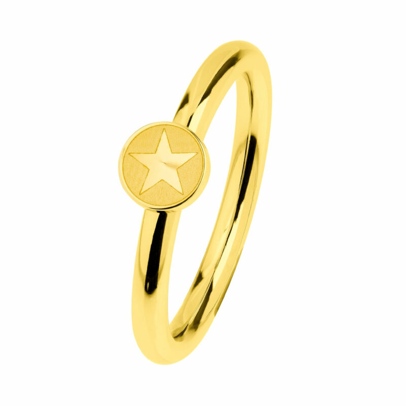 Ernstes Design Damen Statement Ring  Evia mit Stern Motiv Größe 55 Gold R484-55