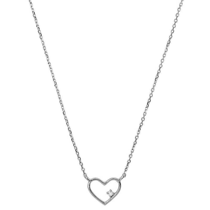 Xenox Damen Halskette mit Herz Anhänger und Diamant Silber XG4209