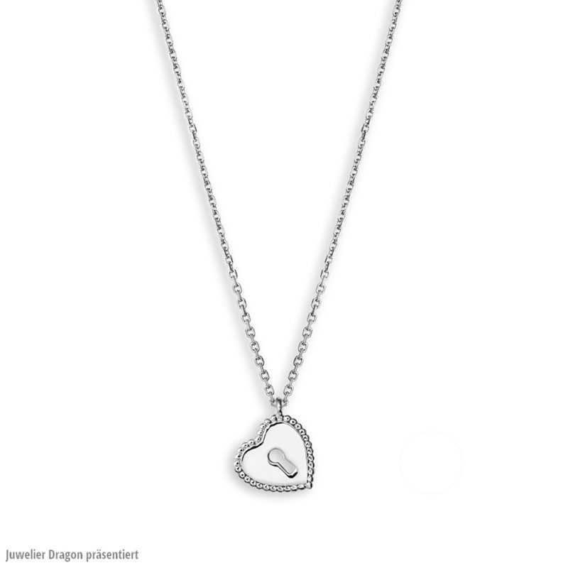 XENOX Damen Halskette mit Herz Anhänger mit Schloss 45cm Silber XS1637