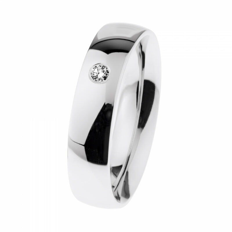 Ernstes Design Damen Diamant Ring Trauring Breite 5mm Größe 55 Silber R604-55