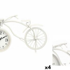 Gift Decor Uhr Tischuhr Fahrrad Weiß Metall 36 x 22 x 7 cm 4 Stück