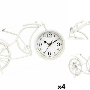 Gift Decor Uhr Tischuhr Fahrrad Weiß Metall 40 x 19,5 x 7 cm 4 Stück