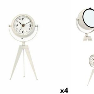 Gift Decor Uhr Tischuhr Stativ Weiß Metall 12 x 30 x 12 cm 4 Stück